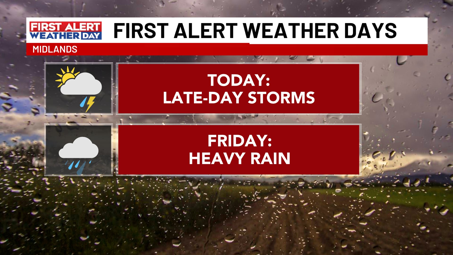 FIRST ALERT WEATHER DAYS: Storms arrive later today, then heavy rain overnight