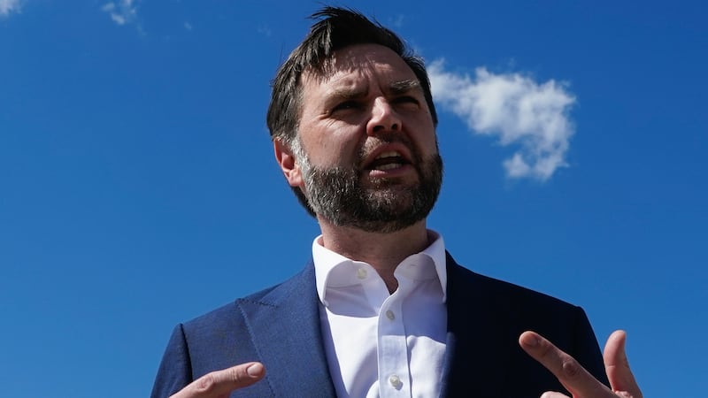 Vice President JD Vance speaks to reporters at Joint Base Andrews, Md., Saturday, June 20,...