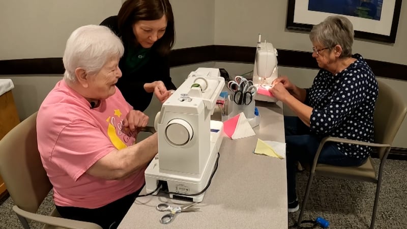 Seniors make quilts for foster children and veterans