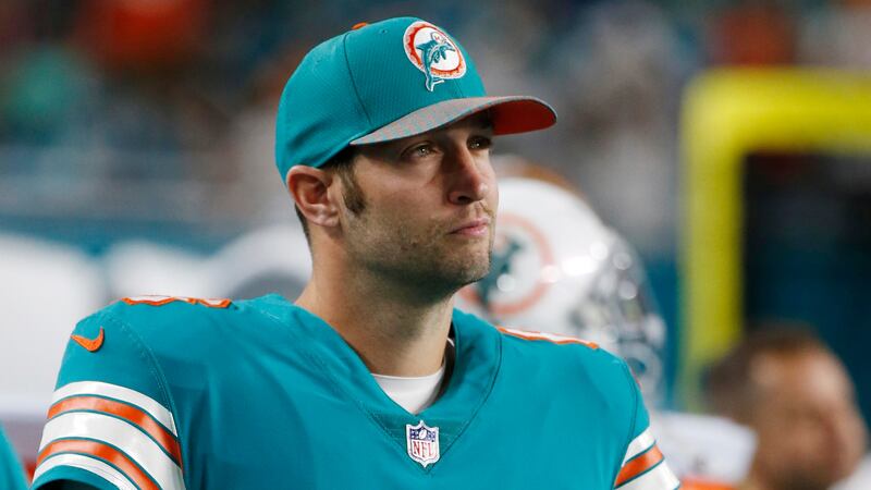 In this Dec. 31, 2017, photo, Miami Dolphins quarterback Jay Cutler (6) looks from the...