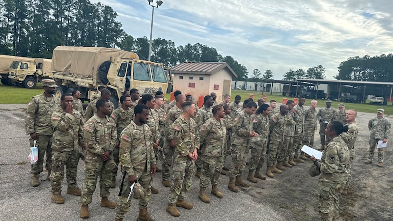 Soldiers assigned to the 1050th Transportation Battalion. 59th Troop Command, South Carolina...