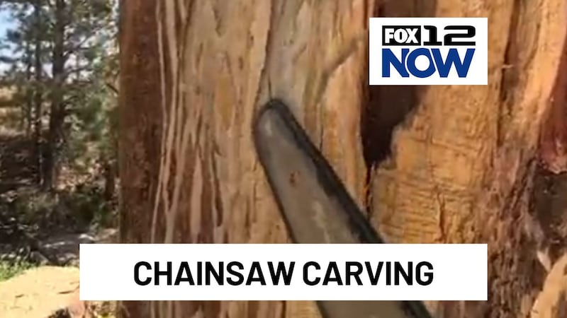 George Kenny discusses the annual Oregon Divisional Chainsaw Carving Championship in Reedsport.