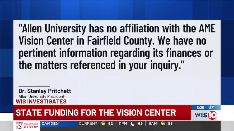 WIS takes a look at $4 million intended to refurbish the Vision Center in Fairfield County.