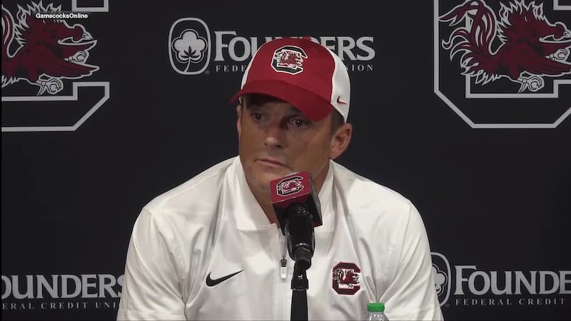 South Carolina head coach Shane Beamer speaks with reporters after the Gamecocks' loss to No....