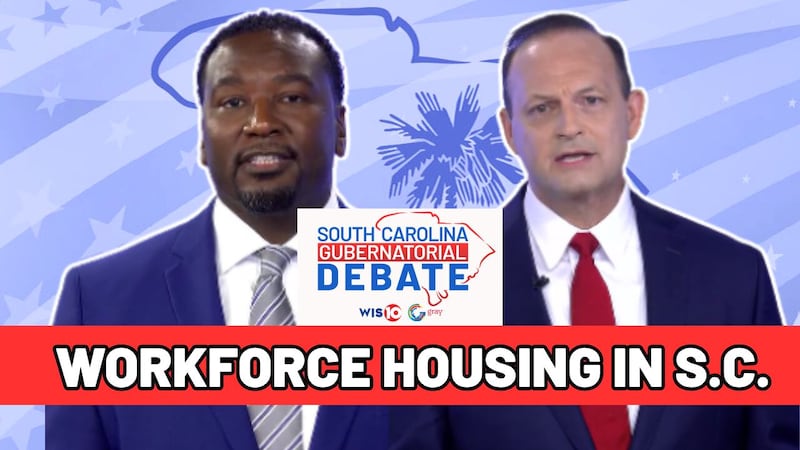 Candidates Jermaine Johnson and Alan Wilson respond to a question over workforce housing in...