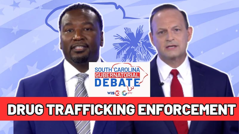 Candidates Jermaine Johnson and Alan Wilson respond to a question over drug trafficking...
