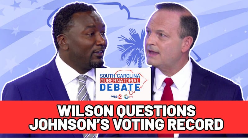South Carolina gubernatorial candidate Alan Wilson asks fellow candidate Jermaine Johnson...