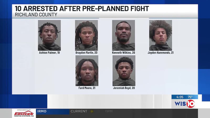 Ten people were arrested after Richland County deputies broke up a pre-planned fight near...